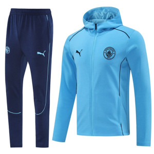 Manchester City férfi melegítő teljes zippes kapucnis felsővel 2024/25 ×világoskék-fekete×
